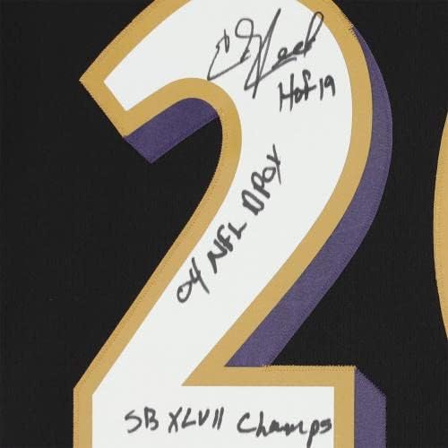 Ed Reed Baltimore Ravens İmzalı Siyah Mitchell & Ness Çoğaltma Forması, Birden Fazla Super Bowl Sezonu Yazıtlı - 20 İmzalı