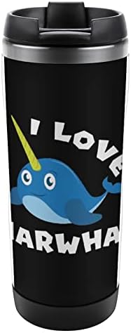 Ben Aşk Narwhale Seyahat Kupa Yalıtımlı Paslanmaz Çelik kahve bardağı Fincan Çift Duvar Su Şişesi için Kapalı Açık