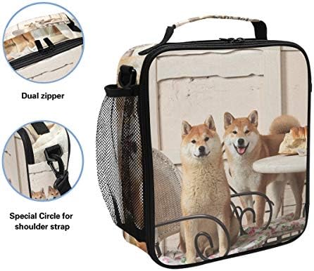 Komik Shiba Inu Köpek Öğle Yemeği Kutusu Tote Kullanımlık Yalıtımlı Okul Soğutucu Çanta