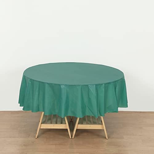 Evershine (12'li Paket Ağır Hizmet Tipi Plastik Masa Örtüleri Masa Örtüsü (Yeniden Kullanılabilir) (Yuvarlak 84, Avcı Yeşili)
