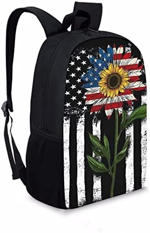 YEXIATODO Ayçiçeği Okul Çantaları Kızlar için 7-10 öğle Yemeği Kutusu ile Erkekler için Su Şişesi Taşıyıcı Amerikan Bayrağı
