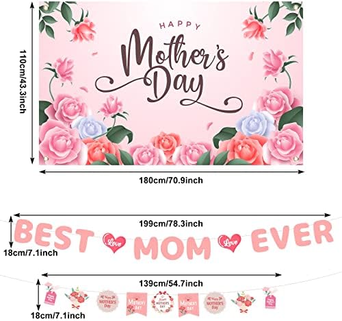 3 Adet Anneler Günü Süslemeleri Mutlu anneler Günü Zemin Afiş Bayrak Pembe Çiçek Aşk Arka Plan Dekorasyon anneler Günü Partisi