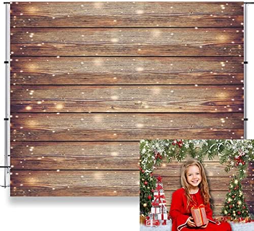 Noel Partisi Fotoğrafçılığı için ahşap Ahşap Zemin Rustik Glitter Ahşap fotoğraf arka fonu Kahverengi Ahşap Panel Duvar Arka