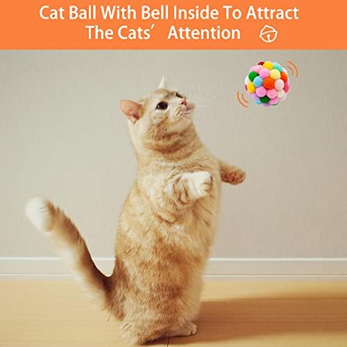 Gleıhow Kedi Topları Çan ile Kedi Bulanık Topları Yavru İnteraktif Pom Pom Kedi Oyuncaklar Kapalı Kediler Yavru Kedi Kovalayan