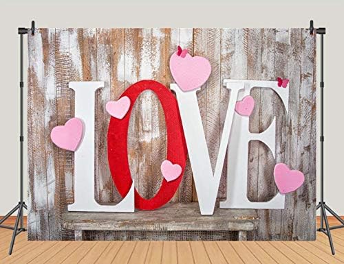 Sevgililer Günü Arka Planında Pembe Aşk Kalp Retro Ahşap Duvar Fotoğraf Arka Plan Düğün 7x5ft Fotoğraf Arka Plan Yenidoğan