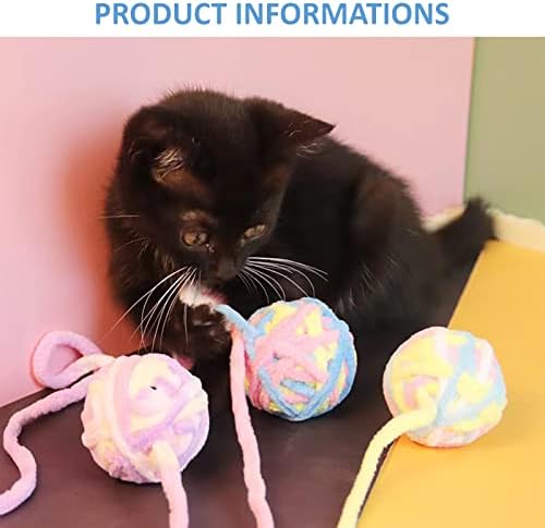 Whefory Kedi Oyuncak Topları, İnteraktif Kedi Oyuncak Yün İplik Topları Kapalı Kediler için, Kedi askılı oyuncaklar Topu