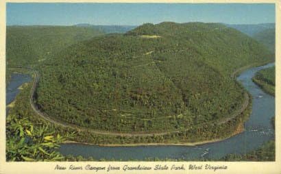 Grandview Eyalet Parkı, Batı Virginia Kartpostalı