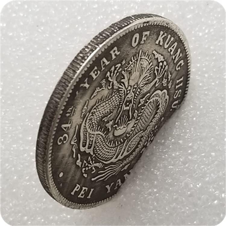 Antika el sanatları Kalınlaşmış Guangxu Doğu Üç Yedi para iki sent Eski Gümüş Dolar 0156