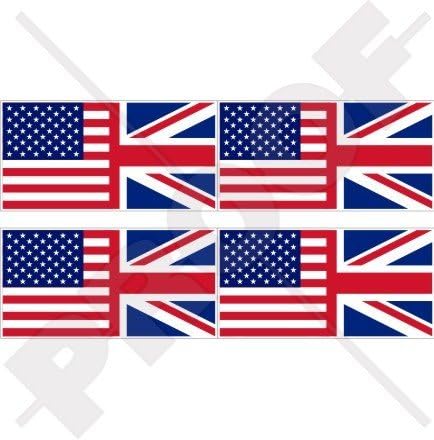 ABD Amerika Birleşik Devletleri ve İngiliz Union Jack Bayrağı, ABD ve İNGILTERE 2 (50mm) Vinil Tampon-Kask Çıkartmalar, Çıkartmalar