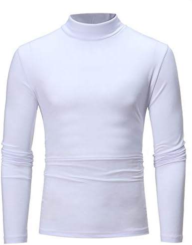 XXBR Erkek Slim Fit Mock Boyun Temel Üstleri Uzun Kollu termal iç çamaşır Balıkçı Yaka Kazak Rahat Taban Katmanı T Shirt