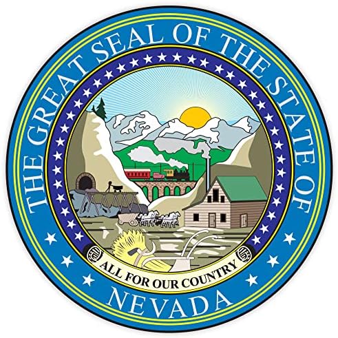 Nevada Eyalet Mühür Etiket Çıkartma 4 x 4