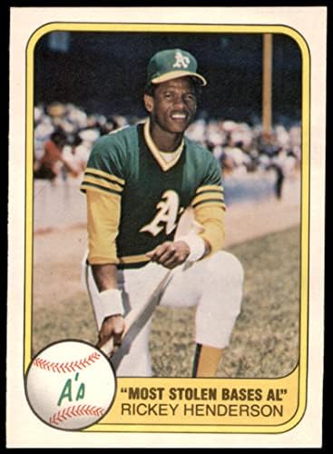1981 Fleer 351 EN ÇOK ÇALINAN ÜSLER AL Rickey Henderson Oakland Atletizm (Beyzbol Kartı) NM / MT Atletizm