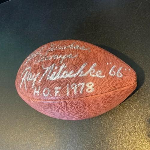 Güzel Ray Nitschke 66, HOF 1978 İmzalı Wilson NFL Oyun Futbolu JSA COA İmzalı Futbol Topları
