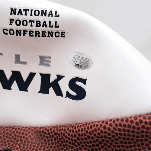 Michael Dickson İmzalı Seattle Seahawks Resmi Beyaz Logo Futbolu (Düz) MCS Holo 98836-İmzalı Futbol Topları