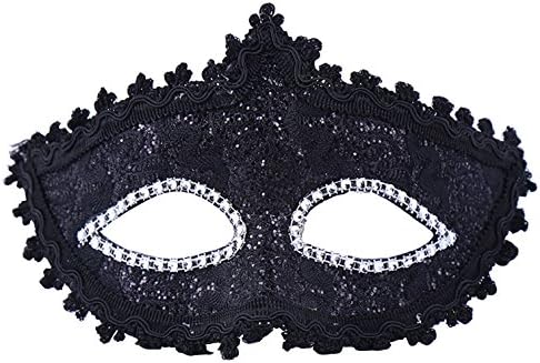 Siyah Venedik Maskesi maskeli balo maskesi Zarif Vintage Prenses Dantel Gotik Kolye 2'li paket