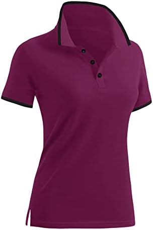 LUYAA polo gömlekler Kadınlar ıçin golf tişörtü Kısa Kollu Yakalı V Boyun T Gömlek Düğmesi Aşağı Tunik Üstleri Kuru Fit
