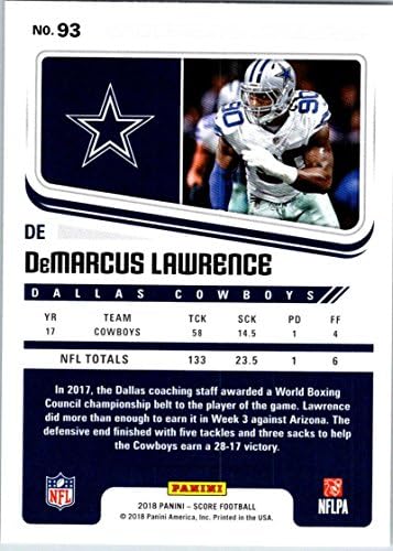 2018 Skor 93 DeMarcus Lawrence Dallas Cowboys Futbol Kartı