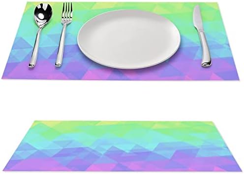 Geometri Pastel Gökkuşağı PVC Masa Paspaslar Yıkanabilir Placemats Masa Örtüsü masa pedi yemek masası için