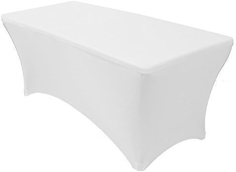 Adorox (6 ft Beyaz Streç Kumaş Spandex Sıkı Fit Masa Örtüsü Örtüsü Tatil Günleri için (6 ft Beyaz)