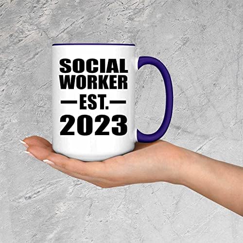 Designsify Sosyal Hizmet Uzmanı est'yi Kurdu. 2023, 15oz Accent Kahve Kupa Mor Seramik Çay kulplu fincan, Doğum Günü için