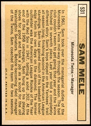1963 Topps 531 Sam Mele Minnesota ikizleri (Beyzbol Kartı) NM + ikizler