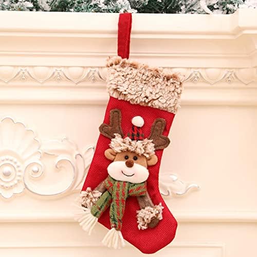 Işıkları ile Noel çelenk 16 Ft Noel çorap büyük pazen ekose çorap dekorasyon süsler kırmızı siyah Noel çorap asılı süslemeleri
