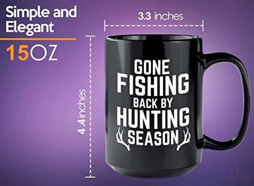 Kabarcık Sarılmalar Avcılık Lover Kahve Kupa 15 oz Siyah-Gitti balıkçılık geri-Hunter, Yay Avcılık, Geyik Severler, Geyik