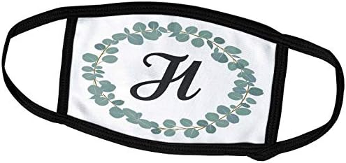 3dRose Janna Salak Tasarımları Monogram Koleksiyonu-H Harfi Monogram Okaliptüs Yaprakları Çelenk Zarif Yeşillik-Yüz Maskeleri