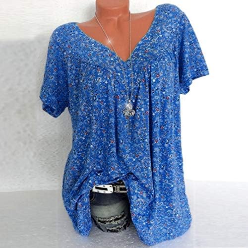 Bayan Üstleri Artı Boyutu V Boyun kısa kollu t-shirt Hafif Dışarı Çıkmak Gömlek 2023 Moda Gömlek Tops