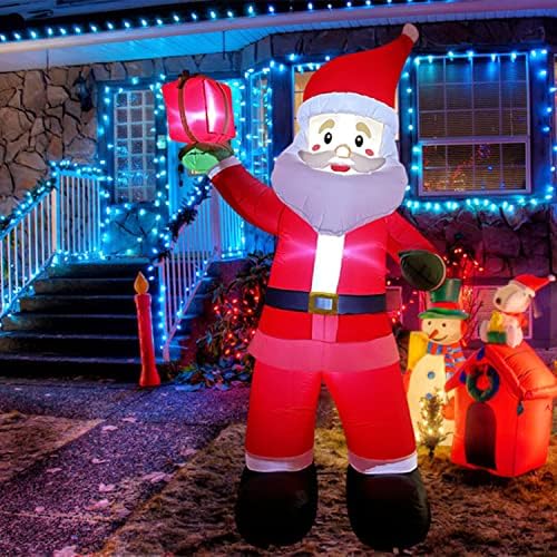Ukay Noel şişme santa Baba 8 FT, Noel şişme Açık Dekorasyon havaya uçurmak, yap-LED ışıklı dev Santa hediye kutusu ile Kapalı
