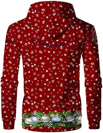 GDJGTA Noel Baskı Grafik Kapüşonlu Sweatshirt Erkekler ıçin Sonbahar Kazak Ince Rahat Hoodies Uzun Kollu Crewneck Üst Bluz