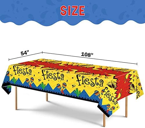 Fiesta Plastik Masa Örtüleri-1 ADET 54” x 108” Cinco De Mayo Masa Örtüsü, Meksika Aile Yemeği için Tek Kullanımlık Masa Süslemeleri