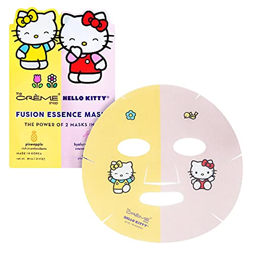 Crème Shop ® Hello Kitty Füzyon Özü Maskesi Ananas ve Hyaluronik Asit - (3'lü Paket) Zengin Antioksidan ve Yoğun Nemlendirir