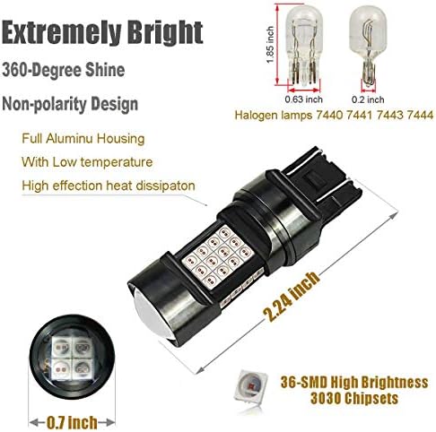 ıBrightstar Yeni Son Derece Parlak 36-SMD 3030 Yonga Setleri 7443 7440 7441 992 LED Ampuller ile Projektör Lens Değiştirme