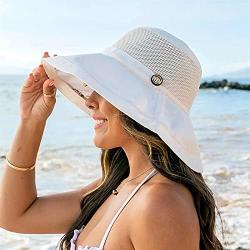 Kadın Örgü Yaz Güneş Şapkaları, Geniş Kenarlı Paketlenebilir Açık UV Koruma Plaj balıkçı şapkası