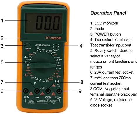Akım test cihazı‑DT-9205M LCD Büyük Ekran Dijital Multimetre El Voltmetre Ohmmetre Ampermetre Test Cihazı